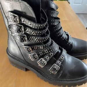 NWT ZARA LEATHER BIKER ANKLE BOOTS Size 9